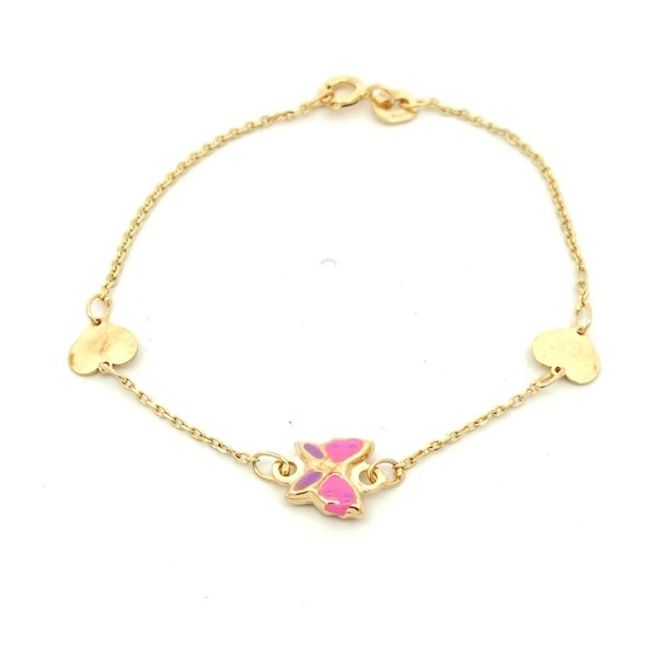 Bracciale Bambina/Ragazza Oro 9kt Farfalla Rosa 1 Bracciale Bambina/Ragazza Oro 9kt Farfalla Rosa