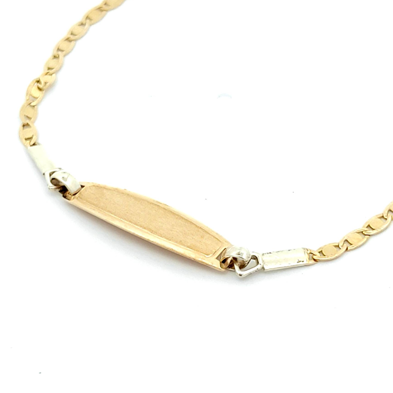Bracciale Bambino Oro 9kt Bicolor Piastrina Arrotondata 3 Bracciale Bambino Oro 9kt Bicolor Piastrina Arrotondata