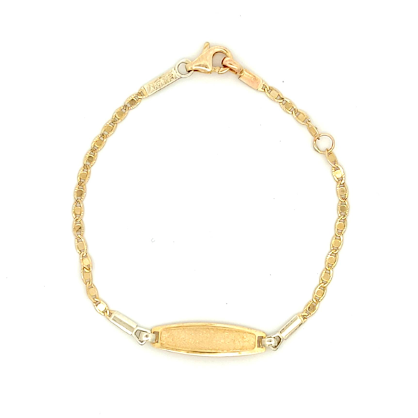 Bracciale Bambino Oro 9kt Bicolor Piastrina Arrotondata 2 Bracciale Bambino Oro 9kt Bicolor Piastrina Arrotondata