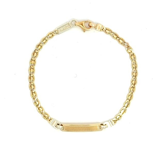 Bracciale Bambino Oro 9kt Bicolor Piastrina Rettangolare 2 Bracciale Bambino Oro 9kt Bicolor Piastrina Rettangolare