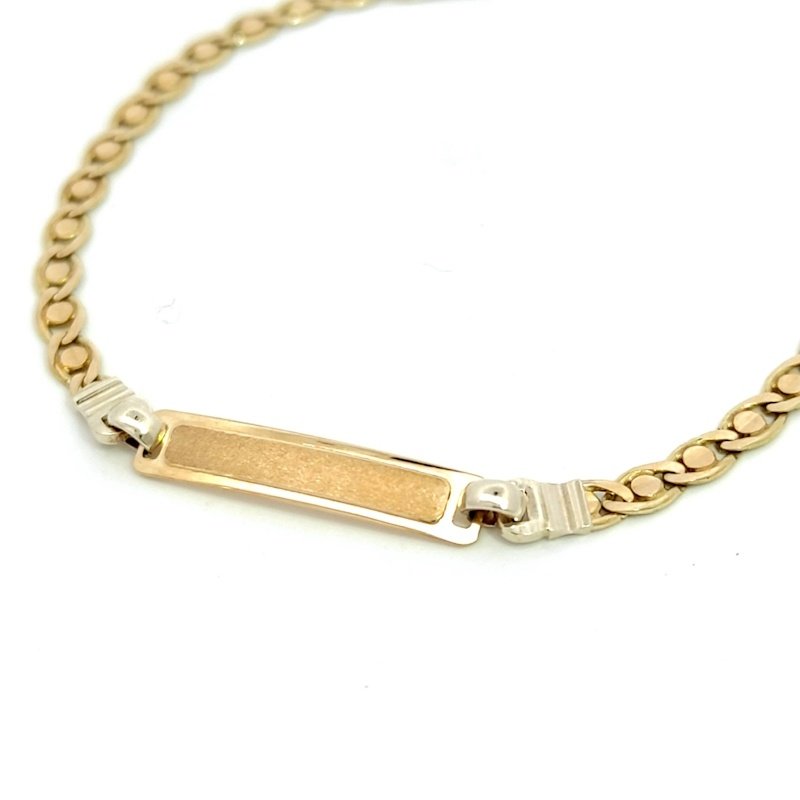 Bracciale Bambino Oro 9kt Bicolor Piastrina Rettangolare 3 Bracciale Bambino Oro 9kt Bicolor Piastrina Rettangolare