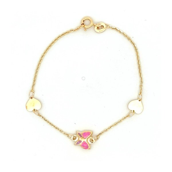 Bracciale Bambina/Ragazza Oro 9kt Farfalla Rosa 2 Bracciale Bambina/Ragazza Oro 9kt Farfalla Rosa