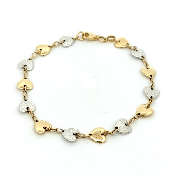 Bracciale Donna Oro 9kt Bicolor Cuori 3 Bracciale Donna Oro 9kt Bicolor Cuori