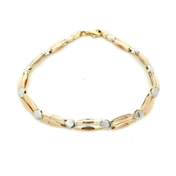 Bracciale Donna Oro 9kt Maglia Bicolor a Riga e Punto 1 Bracciale Donna Oro 9kt Maglia Bicolor a Riga e Punto