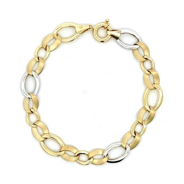 Bracciale Donna Oro 9kt Catena Bicolor Lucida e Satinata 2 Bracciale Donna Oro 9kt Catena Bicolor Lucida e Satinata