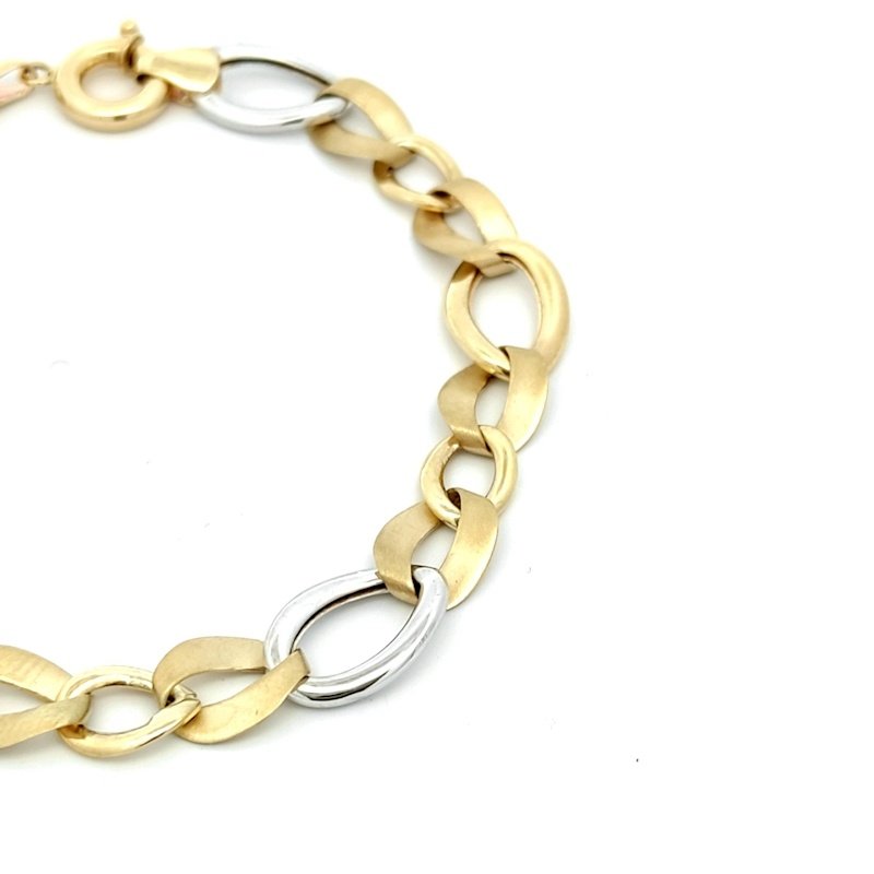 Bracciale Donna Oro 9kt Catena Bicolor Lucida e Satinata 3 Bracciale Donna Oro 9kt Catena Bicolor Lucida e Satinata