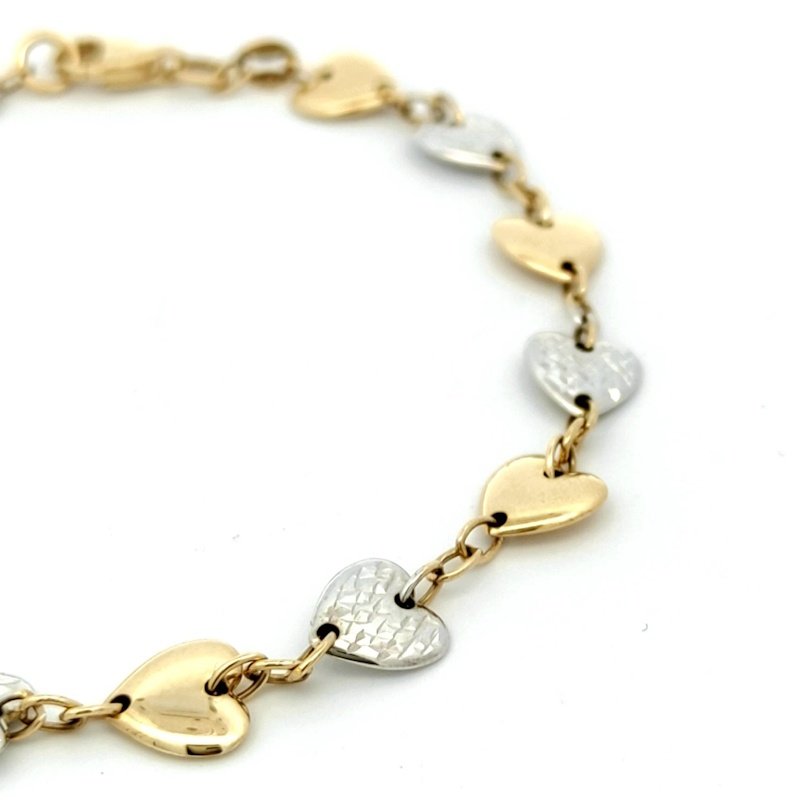 Bracciale Donna Oro 9kt Bicolor Cuori 2 Bracciale Donna Oro 9kt Bicolor Cuori