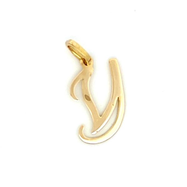 Ciondolo Donna Lettera V Corsivo Oro Giallo 1 Ciondolo Donna Lettera V Corsivo Oro Giallo