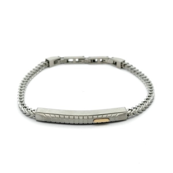 Bracciale Uomo Piastrina Alta Inserto Dorato 1 Bracciale Uomo Piastrina Alta Inserto Dorato