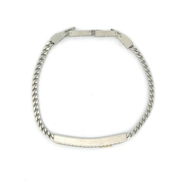 Bracciale Uomo Piastrina Alta Inserto Dorato 3 Bracciale Uomo Piastrina Alta Inserto Dorato