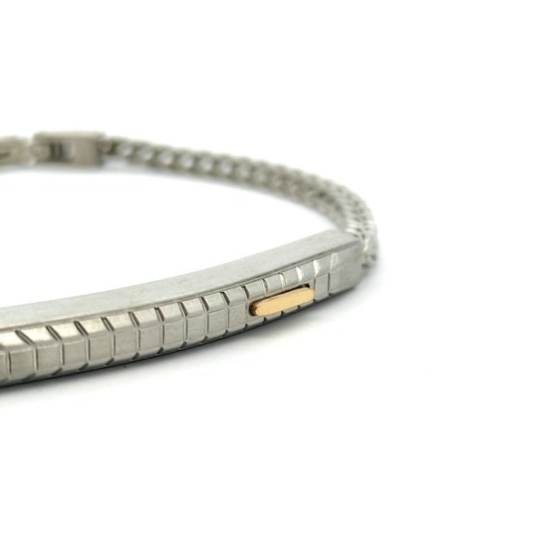 Bracciale Uomo Piastrina Alta Inserto Dorato 2 Bracciale Uomo Piastrina Alta Inserto Dorato