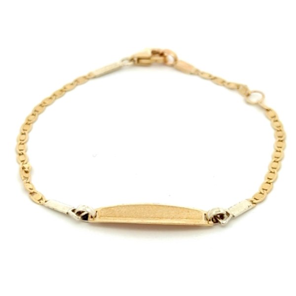 Bracciale Bambino Oro 9kt Bicolor Piastrina Arrotondata 1 Bracciale Bambino Oro 9kt Bicolor Piastrina Arrotondata