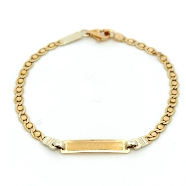 Bracciale Bambino Oro 9kt Bicolor Piastrina Rettangolare 1 Bracciale Bambino Oro 9kt Bicolor Piastrina Rettangolare