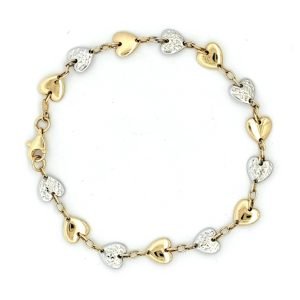 Bracciale bicolore con cuori eleganti oro 18kt