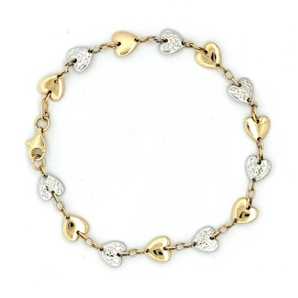 Bracciale Donna Oro 9kt Bicolor Cuori 1 Bracciale bicolore con cuori eleganti oro 18kt