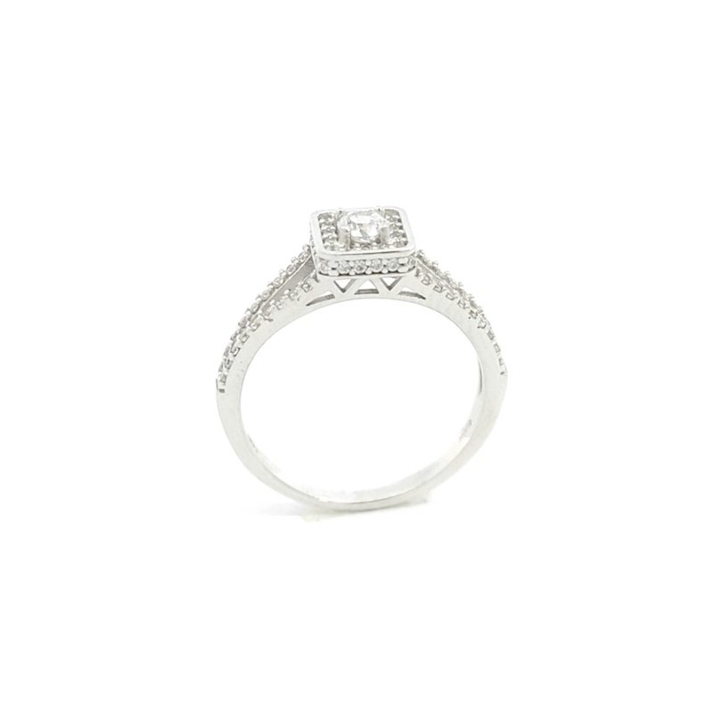 Anello Donna Oro Bianco 9kt Centrale Quadrato Zirconi 2 Anello Donna Oro Bianco 9kt Centrale Quadrato Zirconi
