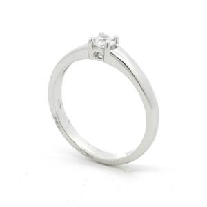 Anello Donna Oro Bianco 9kt Solitario Incassato