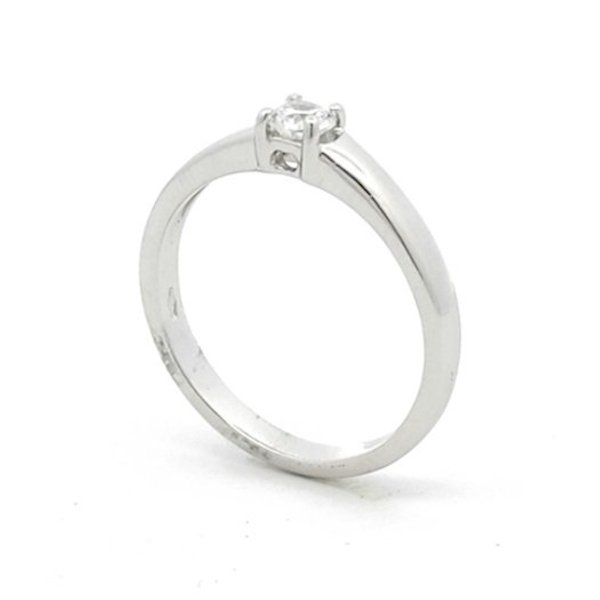 Anello Donna Oro Bianco 9kt Solitario Incassato 1 Anello Donna Oro Bianco 9kt Solitario Incassato