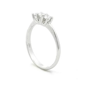 Anello Donna Oro Bianco 9kt Trilogy Zirconi