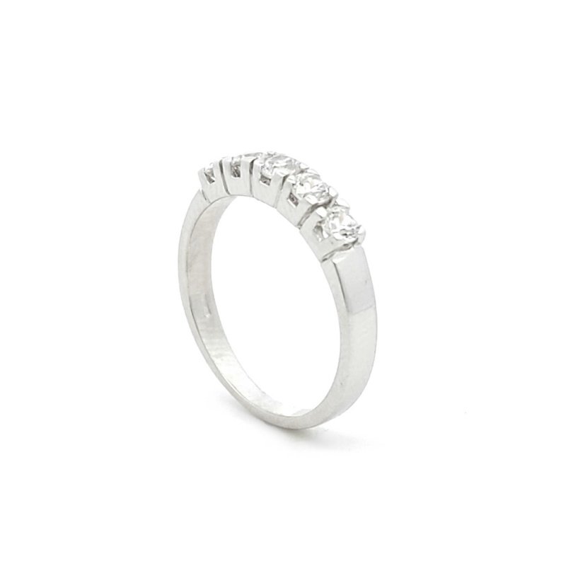 Anello Donna Oro Bianco 9kt Veretta Zirconi 1 Anello Donna Oro Bianco 9kt Veretta Zirconi