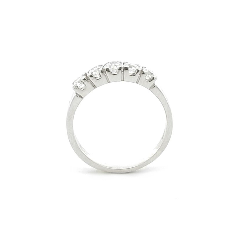 Anello Donna Oro Bianco 9kt Veretta Zirconi 2 Anello Donna Oro Bianco 9kt Veretta Zirconi