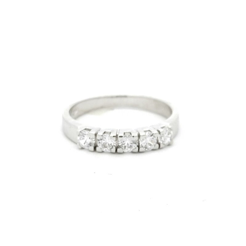 Anello Donna Oro Bianco 9kt Veretta Zirconi 3 Anello Donna Oro Bianco 9kt Veretta Zirconi