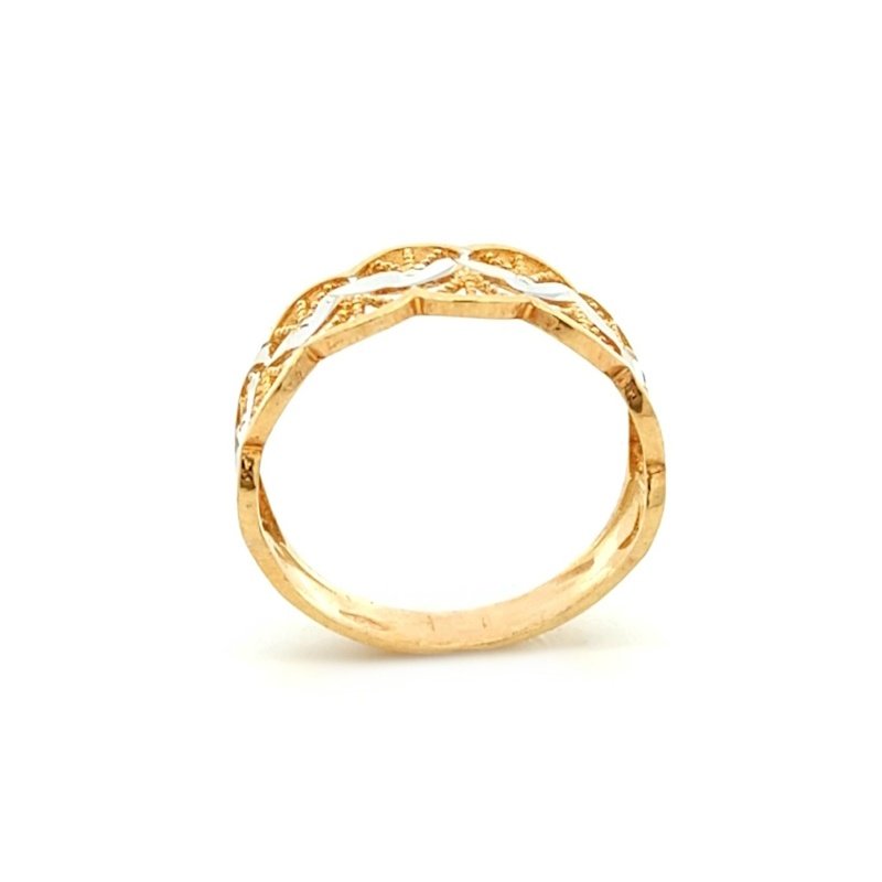 Anello Donna Oro Giallo 9kt Striscia Oro Bianco 2 Anello Donna Oro Giallo 9kt Striscia Oro Bianco