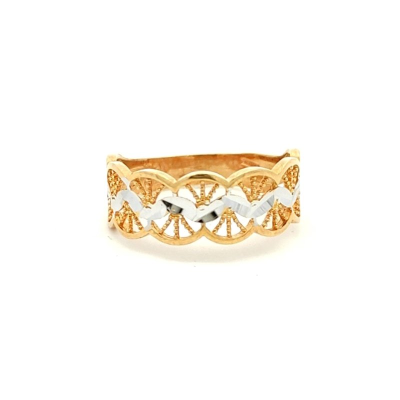 Anello Donna Oro Giallo 9kt Striscia Oro Bianco 3 Anello Donna Oro Giallo 9kt Striscia Oro Bianco