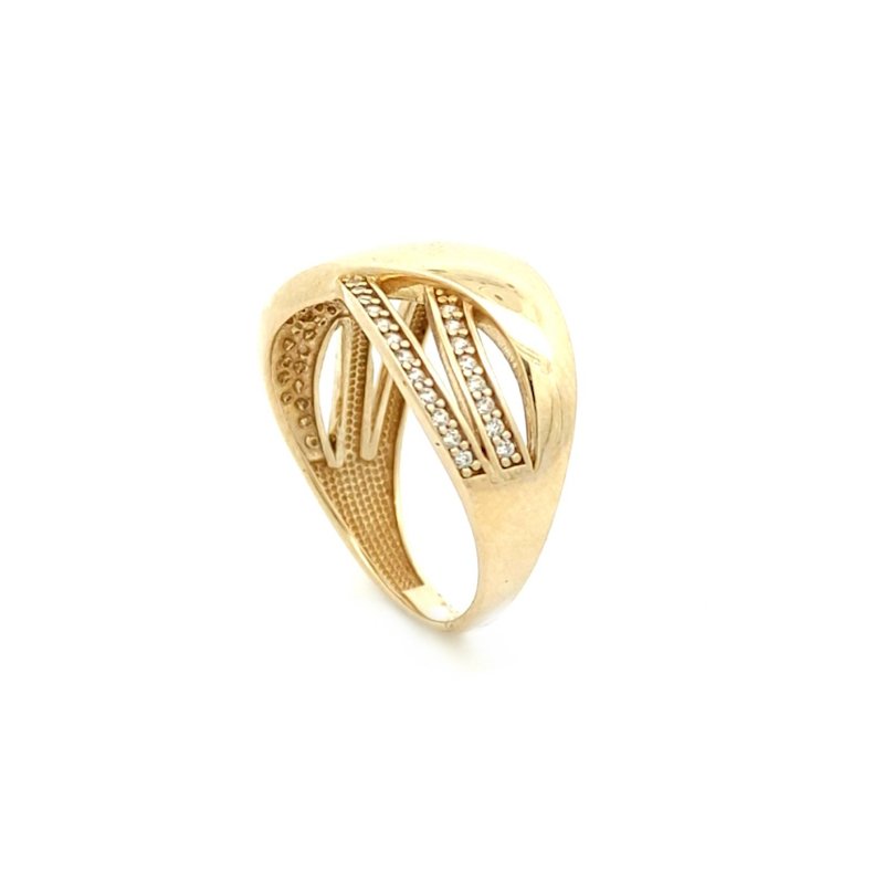 Anello Donna Oro Giallo 9kt Fasce Intrecciate Zirconi 1 Anello Donna Oro Giallo 9kt Fasce Intrecciate Zirconi