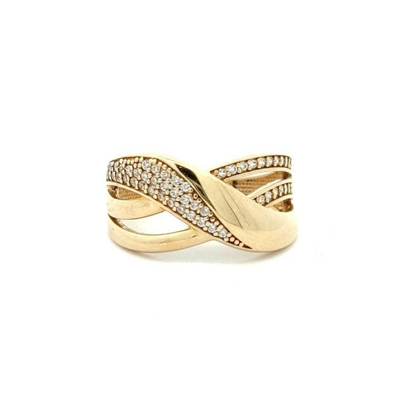 Anello Donna Oro Giallo 9kt Fasce Intrecciate Zirconi 3 Anello Donna Oro Giallo 9kt Fasce Intrecciate Zirconi