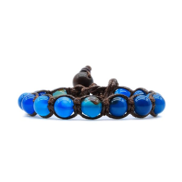 Bracciale Kenshò Agata Blu Striata - 6 mm 1 Bracciale Kenshò Agata Blu Striata - 6 mm