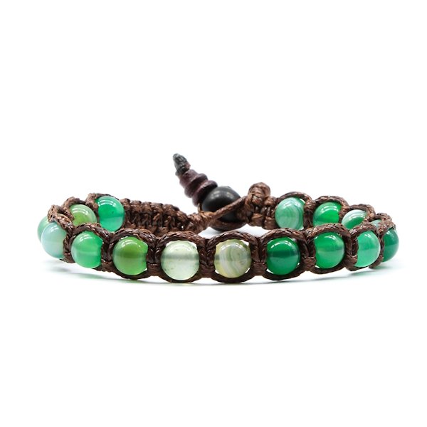 Bracciale Kenshò Agata Verde Striata - 6 mm 1 Bracciale Kenshò Agata Verde Striata - 6 mm