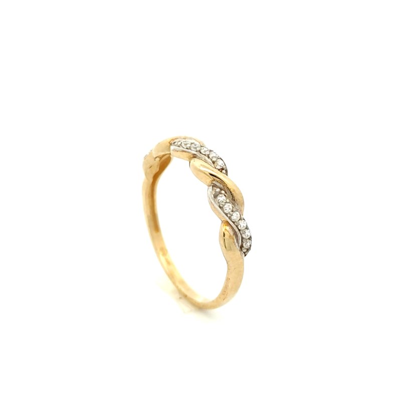 Anello Donna Oro 9kt Centrale a Treccia Zirconi 1 Anello Donna Oro 9kt Centrale a Treccia Zirconi