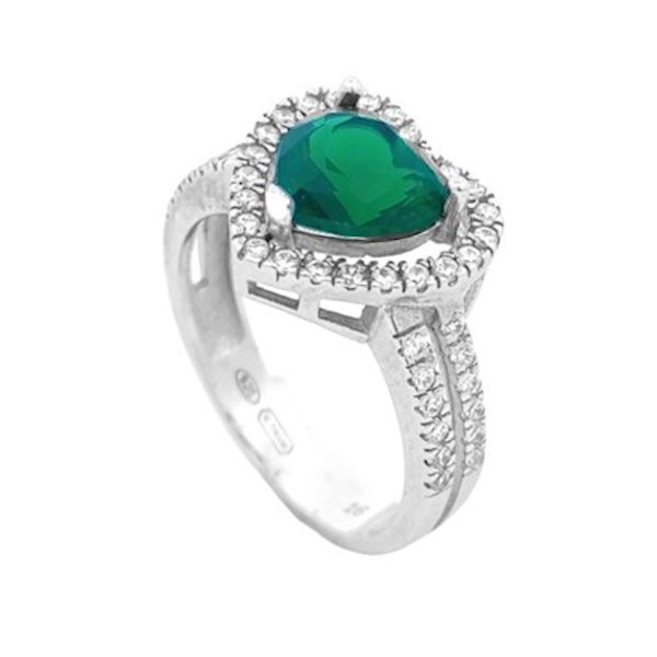 Anello Donna Argento Cuore Verde 1 Anello Donna Argento Cuore Verde