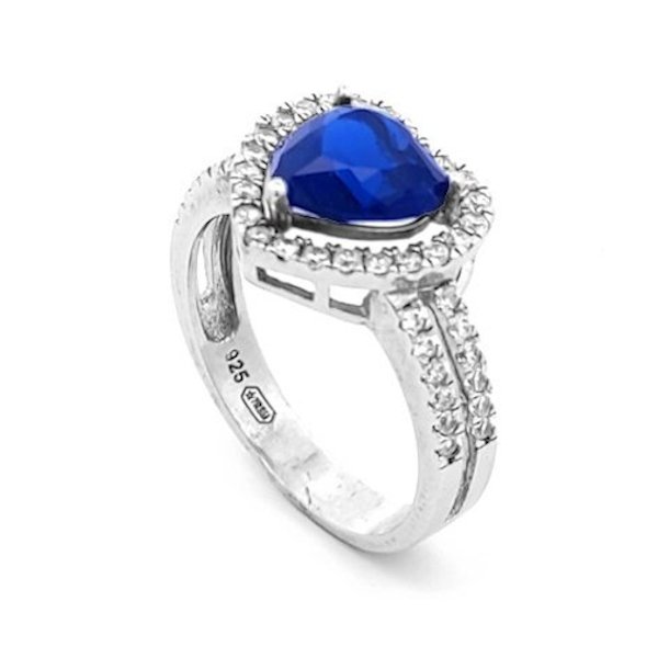 Anello Donna Argento Cuore Blu 1 Anello Donna Argento Cuore Blu