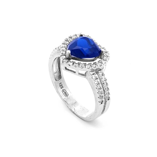 Anello Donna Argento Cuore Blu 2 Anello Donna Argento Cuore Blu