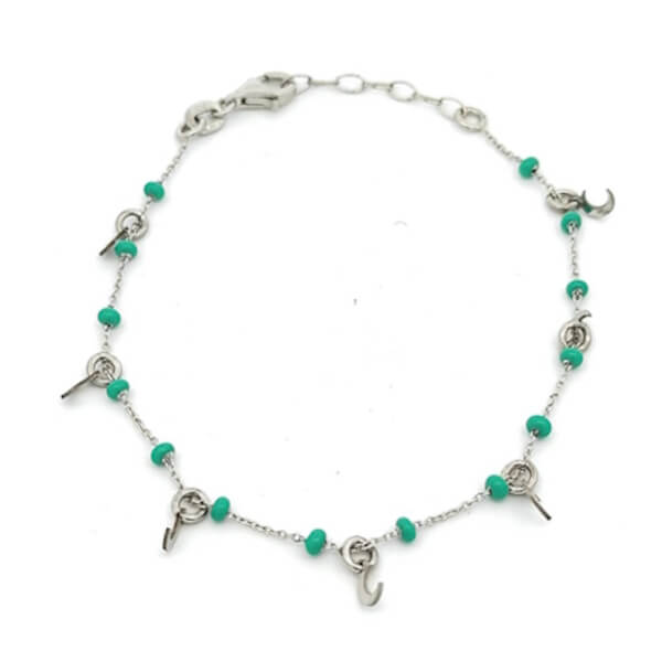 Bracciale Ragazza Argento Pietre Turchesi e Lune 1 Bracciale Ragazza Argento Pietre Turchesi e Lune