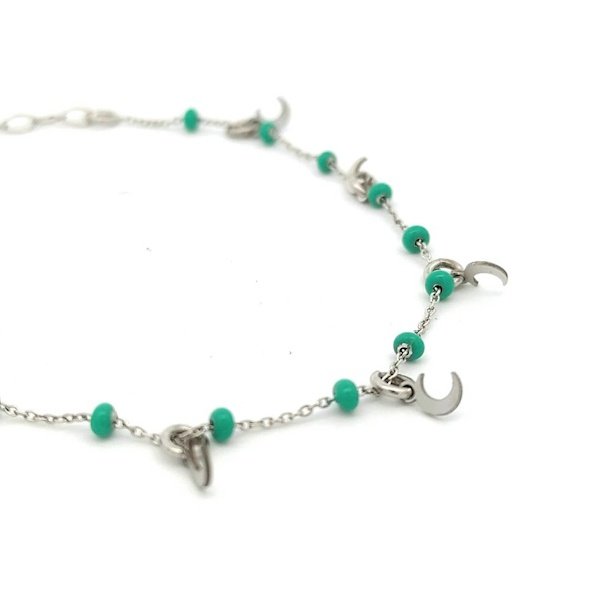 Bracciale Ragazza Argento Pietre Turchesi e Lune 2 Bracciale Ragazza Argento Pietre Turchesi e Lune
