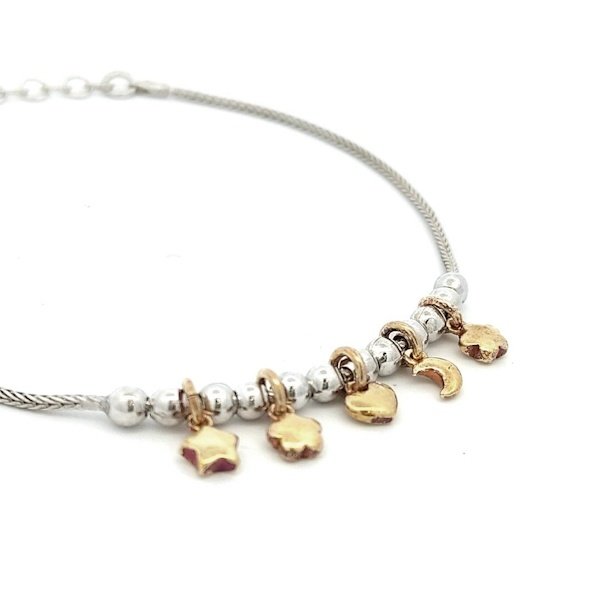 Bracciale Donna Argento Ciondolo Dorati 2 Bracciale Donna Argento Ciondolo Dorati