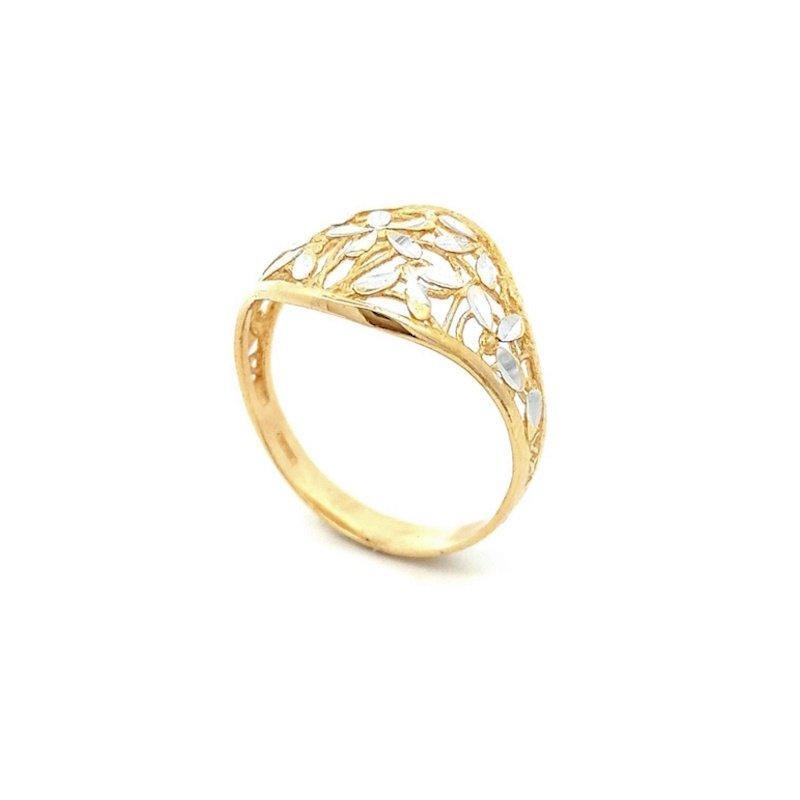 Anello Donna Oro 9kt Fiori Bicolor 1 Anello Donna Oro 9kt Fiori Bicolor