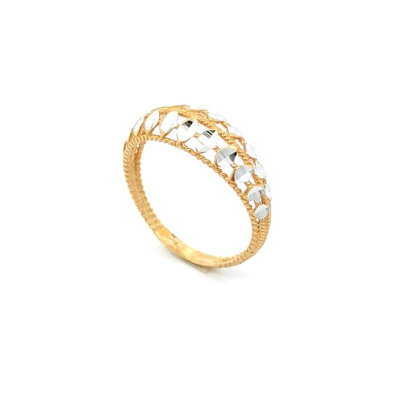 Anello Donna Oro 9kt Fascia Bicolor Diamantata 1 Anello Donna Oro 9kt Fascia Bicolor Diamantata
