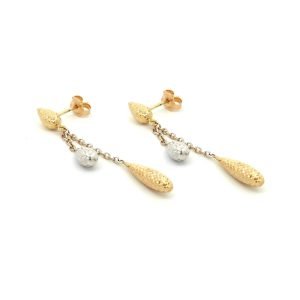 Orecchini Oro Bicolor 3 Gocce Diamantate