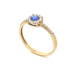 Anello Donna Oro 9kt Zircone Blu