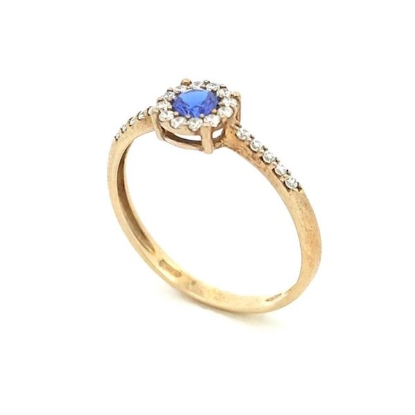 Anello Donna Oro 9kt Zircone Blu 1 Anello Donna Oro 9kt Zircone Blu