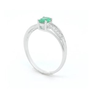 Anello Donna Oro Bianco 9kt Zircone Verde