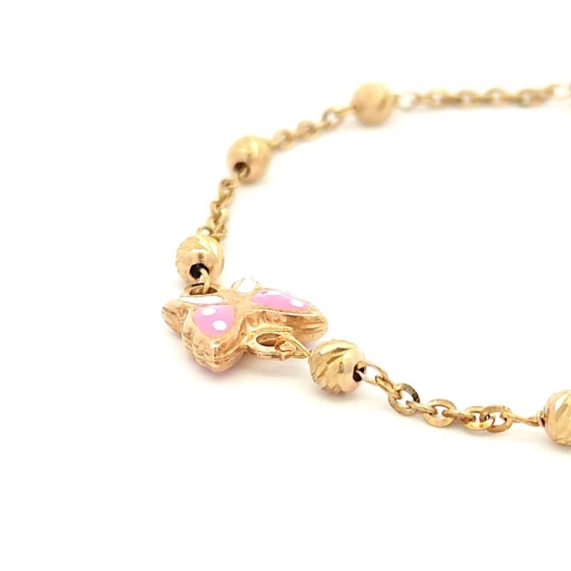 Bracciale Donna Oro Giallo 9kt Farfalla e Pallini Diamantati 2 Bracciale Donna Oro Giallo 9kt Farfalla e Pallini Diamantati