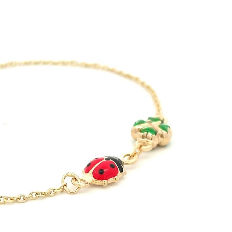 Bracciale Donna/Bambina Oro Giallo 9kt Portafortuna 2 Bracciale Donna/Bambina Oro Giallo 9kt Portafortuna