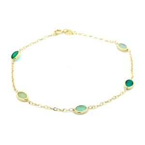 Bracciale in oro con pietre ovali verdi
