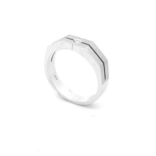 Anello Uomo Oro Bianco 18kt Design Zircone 1 Anello Uomo Oro Bianco 18kt Design Zircone