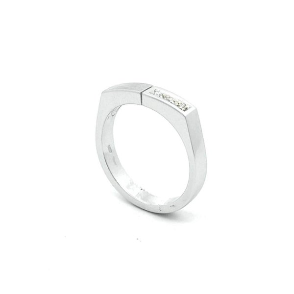 Anello Uomo Oro Bianco 18kt Satinato 3 Zirconi 1 Anello Uomo Oro Bianco 18kt Satinato 3 Zirconi